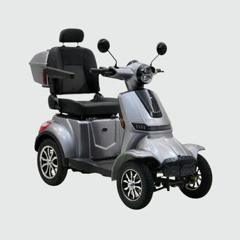 Skyblue Beetle electric mobility scooter in dark grey, front three-quarter view